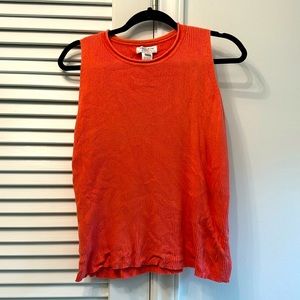 Jones New York Sport Petite Ribbed Sweater Tank SZ PM 100% Cotton Peach Color